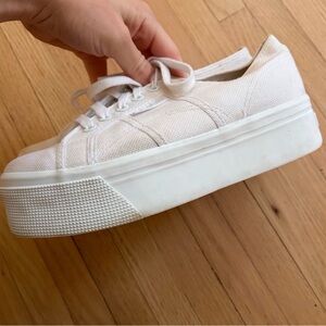 White SUPERGA platform sneaker
